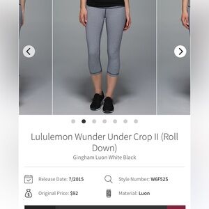 LULULEMON Wunder Under Cropped Leggings Navy White Gingham